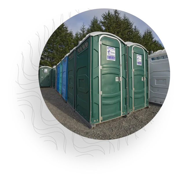 Porta pottys ready for rental.